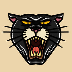 "American Trad Panther Head" Digital Art