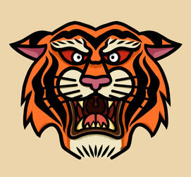 "American Trad Tiger Head" Digital Art