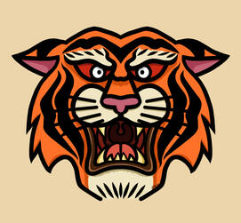 "American Trad Tiger Head" Digital Art